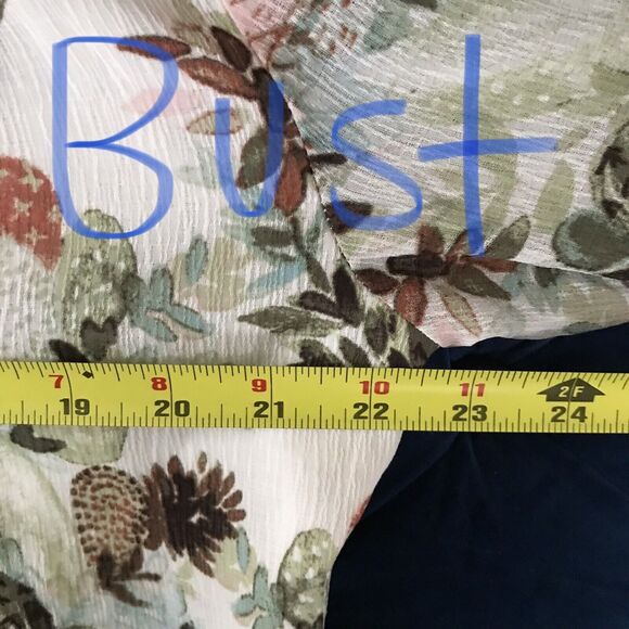 Chicos Ivory Floral Crinkled Boho Gypsy Tunic Top Long Sleeve Blouse NWOT - L - Picture 6 of 9